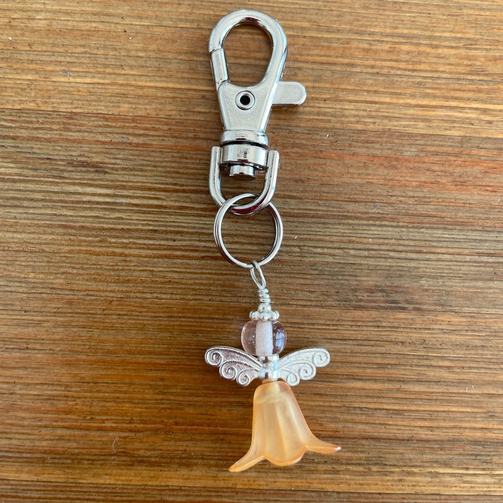 Handmade Orange Fairy Hand Bag Charm Keychain Zipper Pull Snap Hook Clip